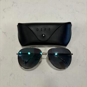 Diff Eyewear Nala Aviator Sunglasses Gold Frames Blue Lenses GD-BF49P